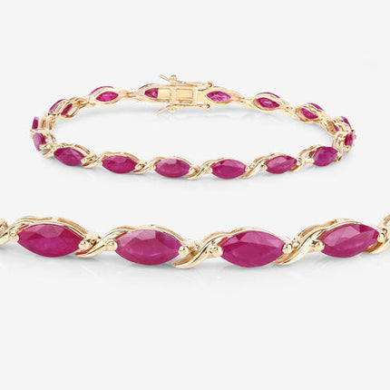 8.00 Carat Genuine Ruby 10K Yellow Gold Bracelet