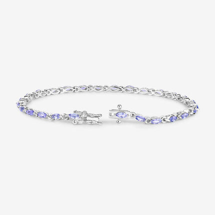 3.78 Carat Genuine Tanzanite .925 Sterling Silver Bracelet