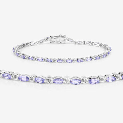 3.78 Carat Genuine Tanzanite .925 Sterling Silver Bracelet