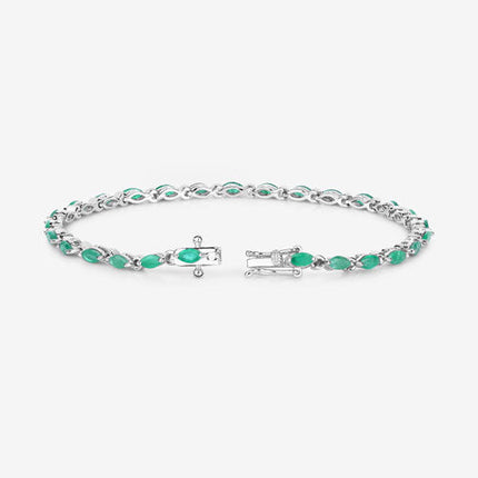 3.24 Carat Genuine Zambian Emerald .925 Sterling Silver Bracelet