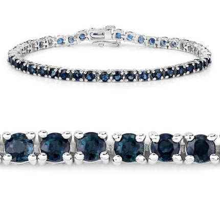 12.04 Carat Genuine Blue Sapphire .925 Sterling Silver Bracelet