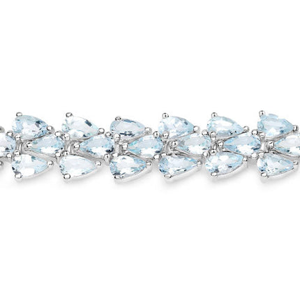 14.11 Carat Genuine Aquamarine .925 Sterling Silver Bracelet