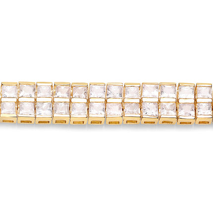 14K Yellow Gold Plated 9.52 Carat Genuine Blue Sapphire and White Sapphire .925 Sterling Silver Bracelet