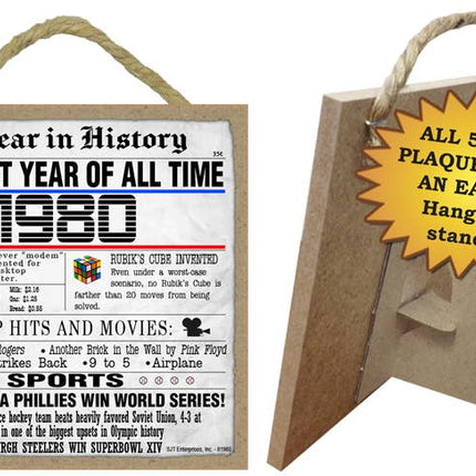 1980 A Year in History Plaques 5" x 5" wood plaque/sign