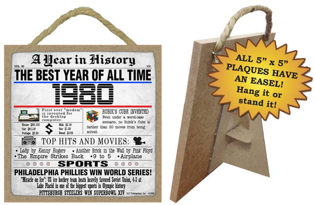 1980 A Year in History Plaques 5" x 5" wood plaque/sign