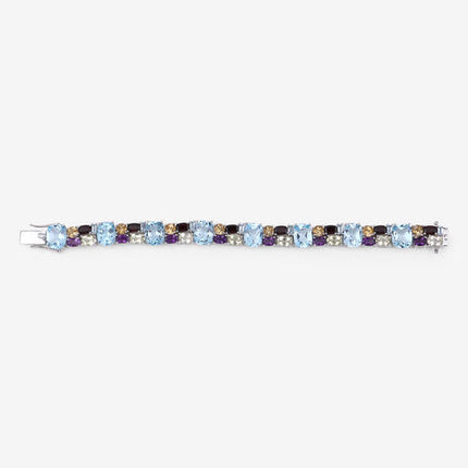 51.36 Carat Genuine Multi Stones .925 Sterling Silver Bracelet