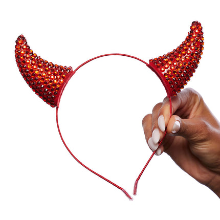Devil Rhinestone Horn Headband