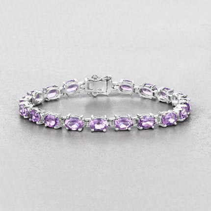 14.40 Carat Genuine Amethyst .925 Sterling Silver Bracelet