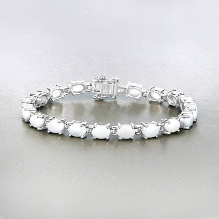 10.26 Carat Genuine Opal .925 Sterling Silver Bracelet