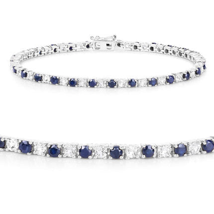 6.87 ct. t.w. Blue Sapphire and White Topaz Bracelet in Sterling Silver