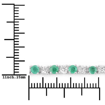 5.77 Carat Genuine Emerald and White Topaz .925 Sterling Silver Bracelet