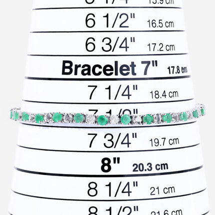 5.77 Carat Genuine Emerald and White Topaz .925 Sterling Silver Bracelet