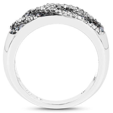 0.62 Carat Genuine Blue Diamond and White Diamond .925 Sterling Silver Ring