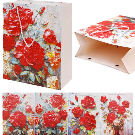 Rose Floral Paint Art Paper Carrying Gift Bag
