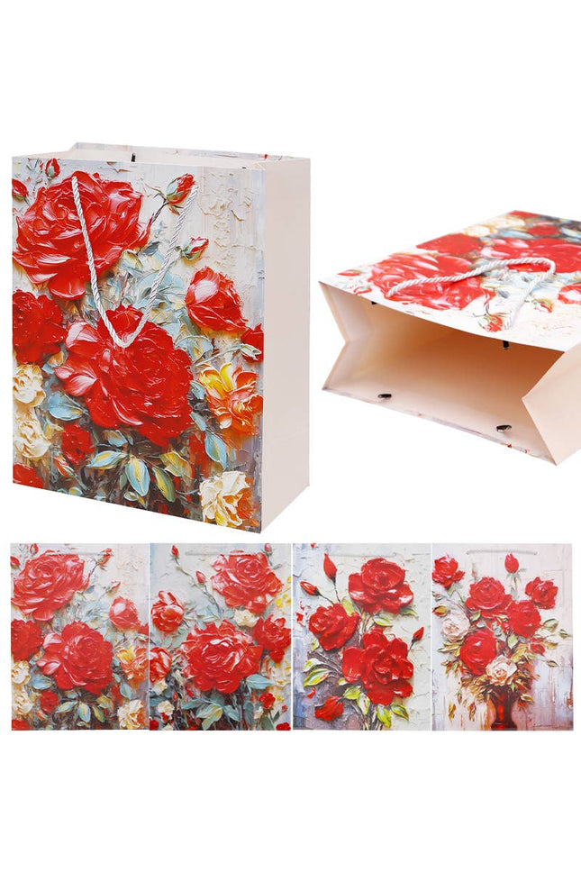 Rose Floral Paint Art Paper Carrying Gift Bag