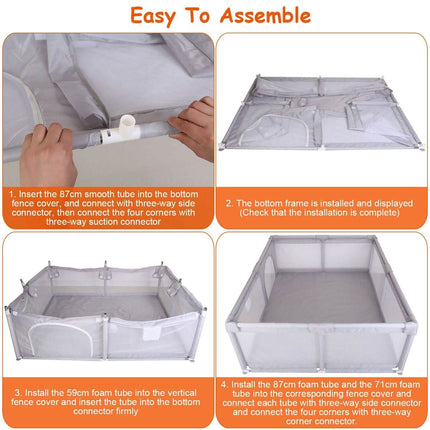 Baby Playpen with Anti-Suction Base Zipper Door