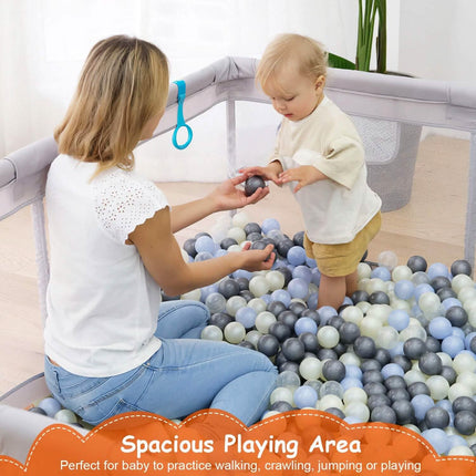 Baby Playpen with Anti-Suction Base Zipper Door