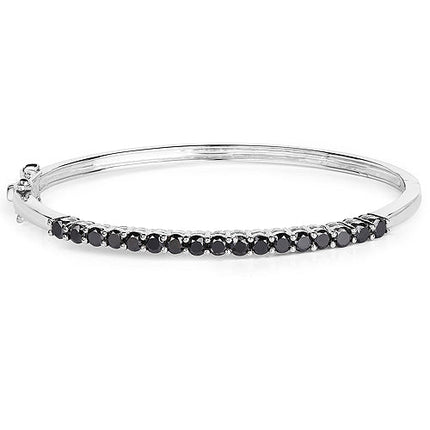 2.50 Carat Genuine Black Diamond .925 Sterling Silver Bangle