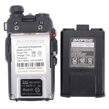 Baofeng UV-5RA V/UHF 136-174/400-520MHz Dual-Band Two-way Radio Walkie Talkies