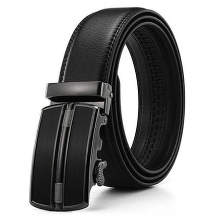Barbados Men's Solid Buckle Leather Belt with Automatic Ratchet