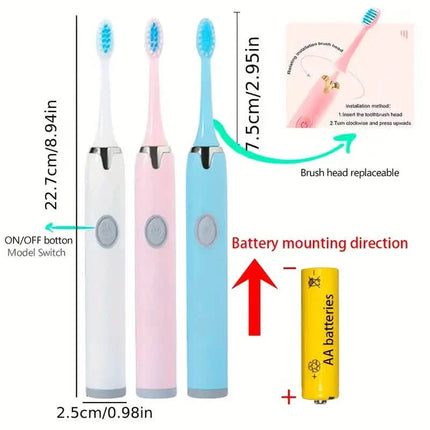 Battery Operated Toothbrush Kit with 6 Soft Bristles