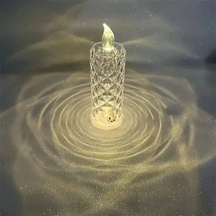 Battery-Powered LED Candle Lamp With Rose Pattern Refraction Halo Projection