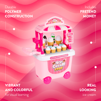27 Piece Ice Cream Stop Kids Cart Playset