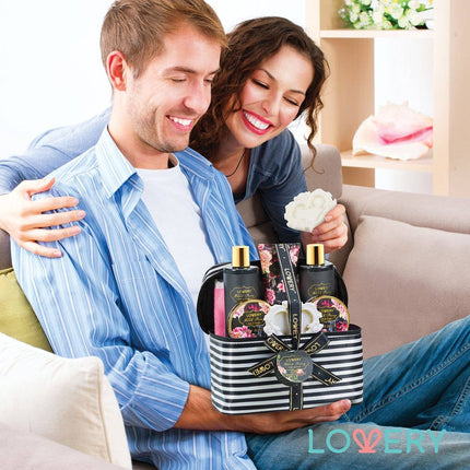 Home Spa Gift Basket, Bath & Body Set - Fresh Peony in Bag