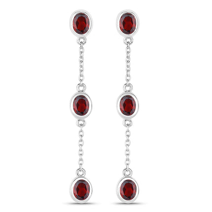 2.70 Carat Genuine Garnet .925 Sterling Silver Earrings