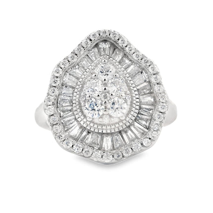 Genuine Cubic Zirconia Ring Sterling Silver