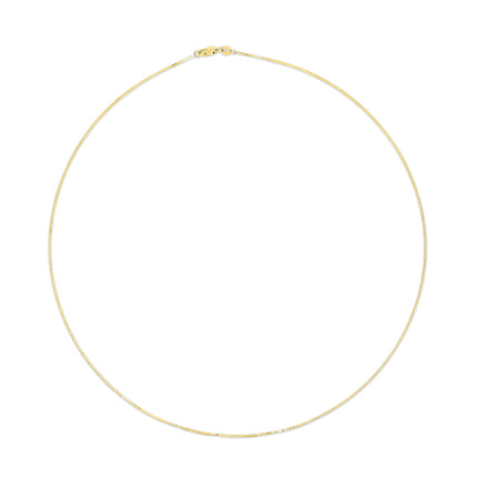 Solid 14K Yellow Gold 0.75mm Classic Box Chain Necklace. Unisex Chain - Size 16 Inches
