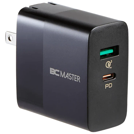 BCMASTER 2-Port Wall Charger 30W USB-C PD and 18W USB-A