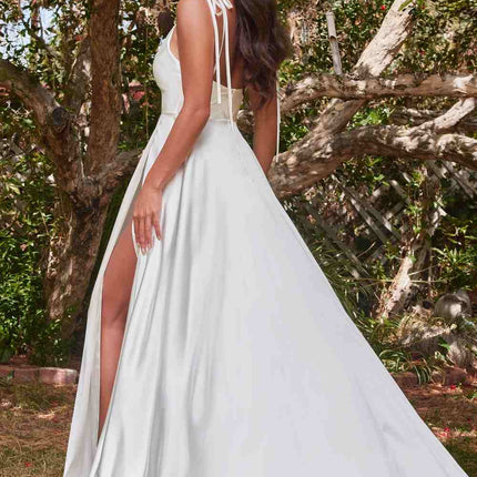 Cinderella Divine BD104W Ravishing Cowl A-Line Satin Gown