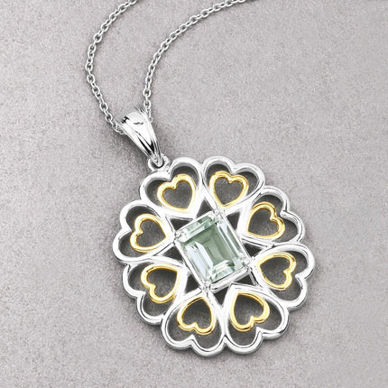 2.10 Carat Genuine Green Amethyst .925 Sterling Silver Pendant