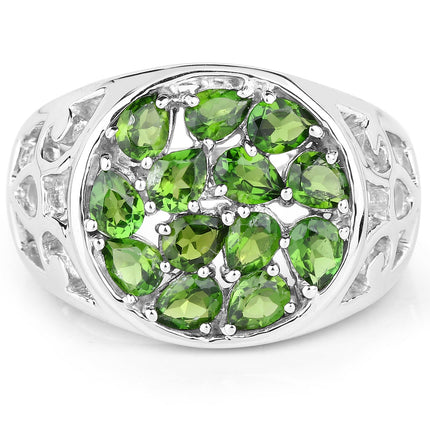 2.21 Carat Genuine Chrome Diopside .925 Sterling Silver Ring