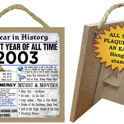 2003 A Year in History Plaques 5" x 5" wood plaque/sign