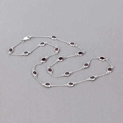 8.10 Carat Genuine Garnet .925 Sterling Silver Necklace