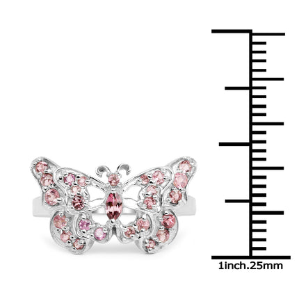0.83 Carat Genuine Pink Tourmaline .925 Sterling Silver Ring