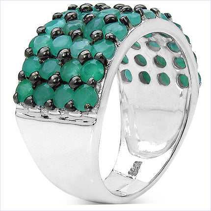 2.99 Carat Genuine Emerald .925 Sterling Silver Ring