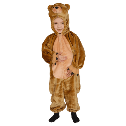 Kids Bear Costume with Plush Jumpsuit, Hood and Animal Details