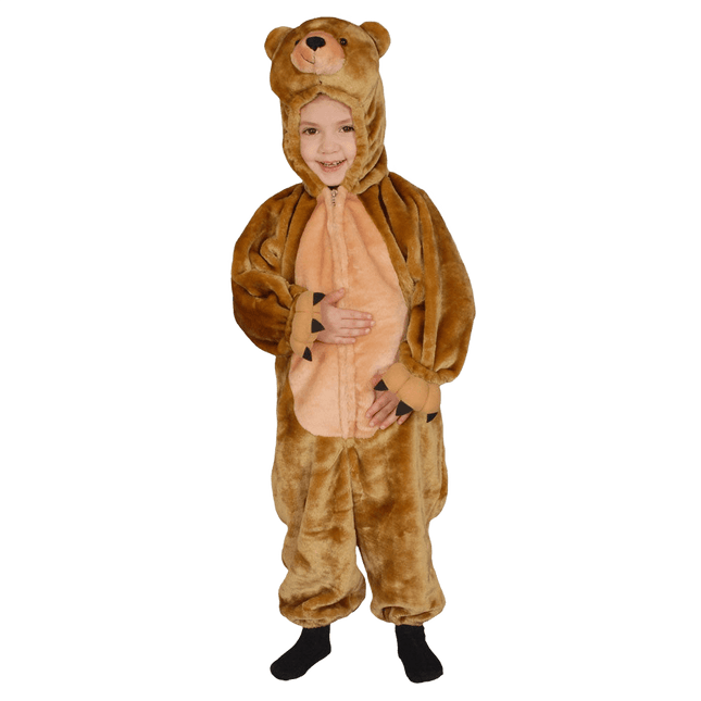 Kids Bear Costume with Plush Jumpsuit, Hood and Animal Details