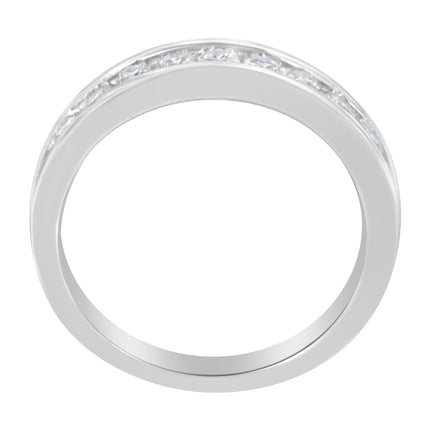 18K White Gold Round Diamond 1/2 Cttw Channel Band Ring