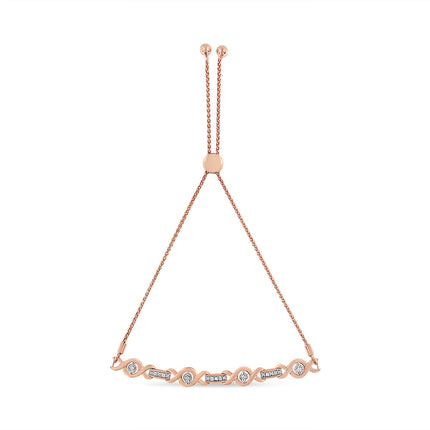 14K Yellow Gold Plated .925 Sterling Silver Channel Set Diamond Accent Twist 4â€-10â€ Adjustable Bolo Bracelet (I-J Color, I3 Clarity)