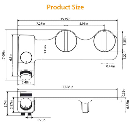 Bidet Attachment Non-Electric Fresh Water Sprayer with Self Cleaning Dual Nozzle