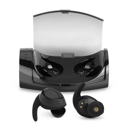 Black Mini Wireless Bluetooth Twins Earbuds Mic True Bass Stereo In-Ear TWS Earphones