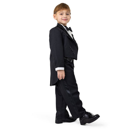 Kids Black Tuxedo Costume with Jacket, Shirt Front and Formal Accessories