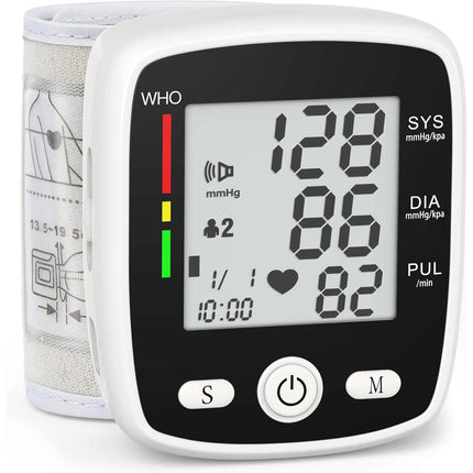 Blood Pressure Monitor Digital Wrist BP Machine Automatic BP Cuff with 2 Users 180 Memory Voice Large LCD Display
