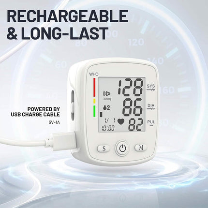 Blood Pressure Monitor Digital Wrist BP Machine Automatic BP Cuff with 2 Users 180 Memory Voice Large LCD Display