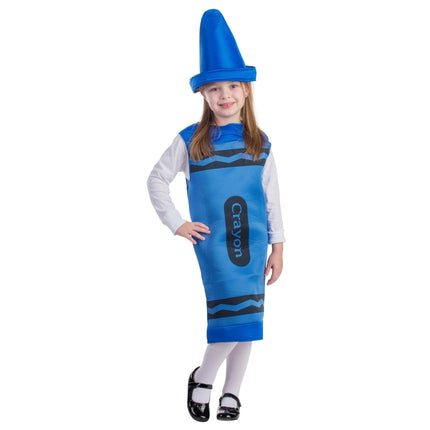 Kids Blue Crayon Costume with Colorful Tunic and Creative Design