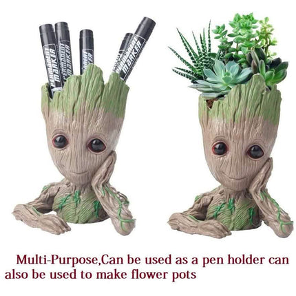 Boxod Treeman Baby Groot Succulent Flower Pot with Hole Pen Holder